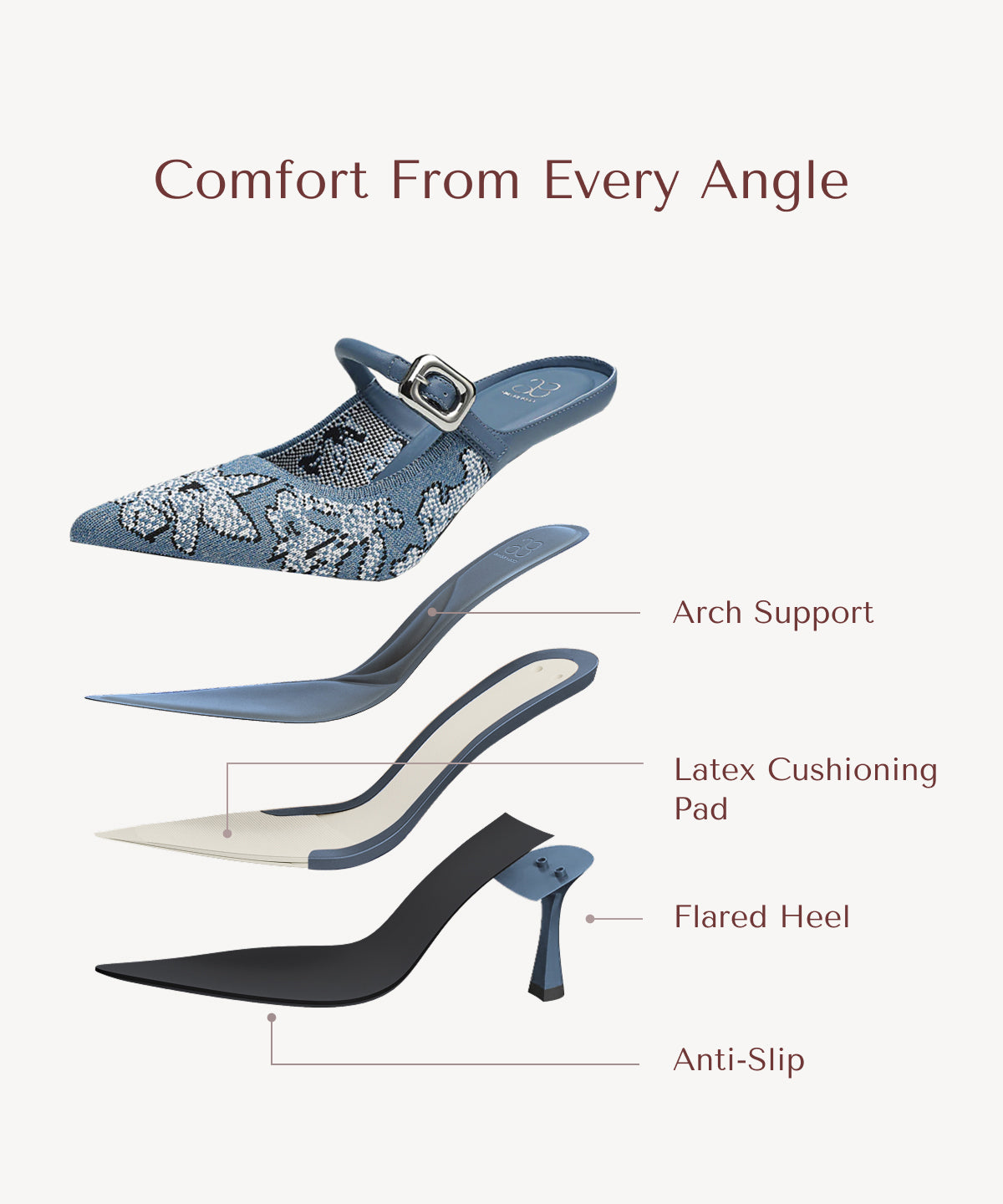 Zapato Mule Elegante de Tacón y Punta Fina