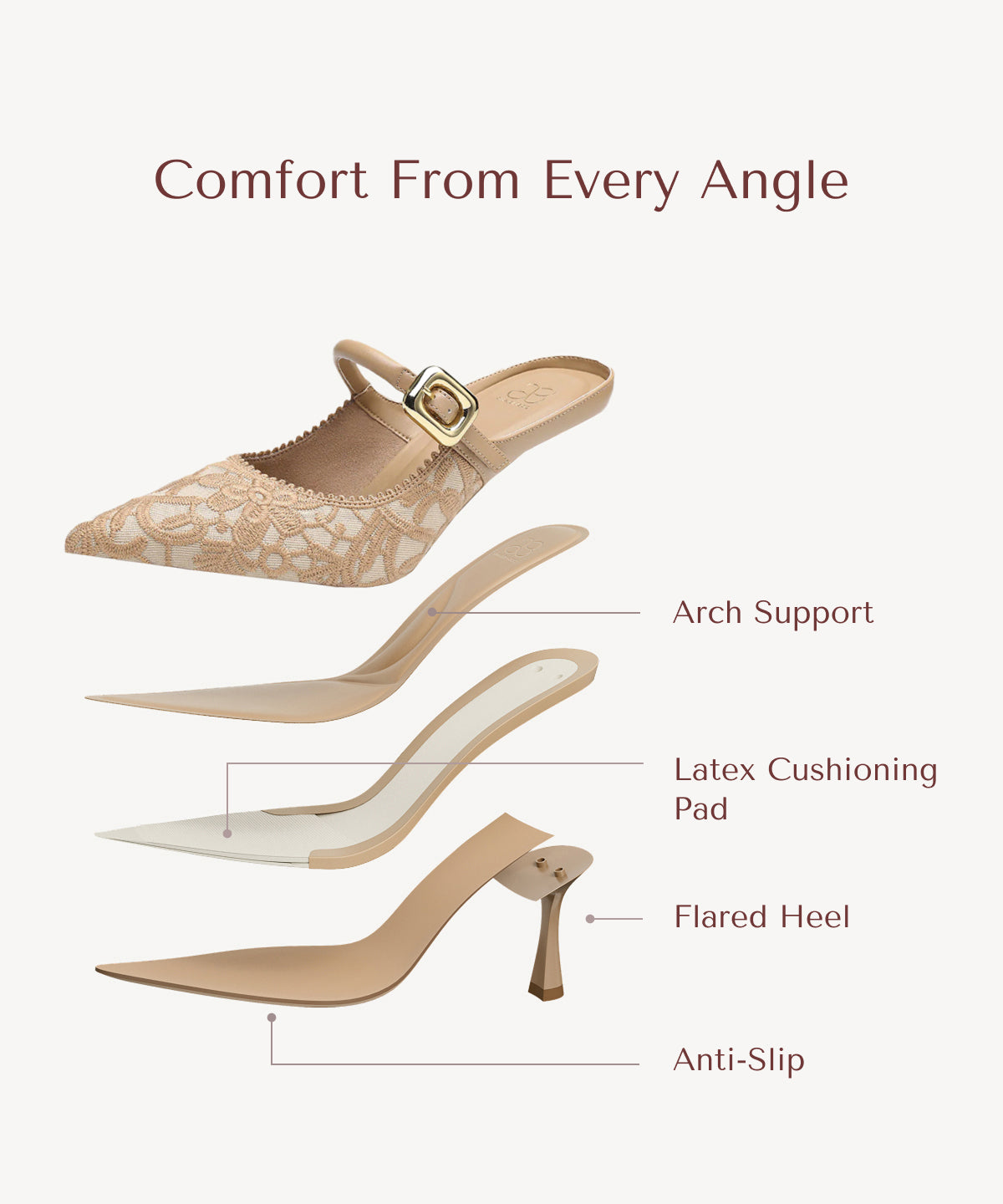 Zapato Mule Elegante de Tacón y Punta Fina