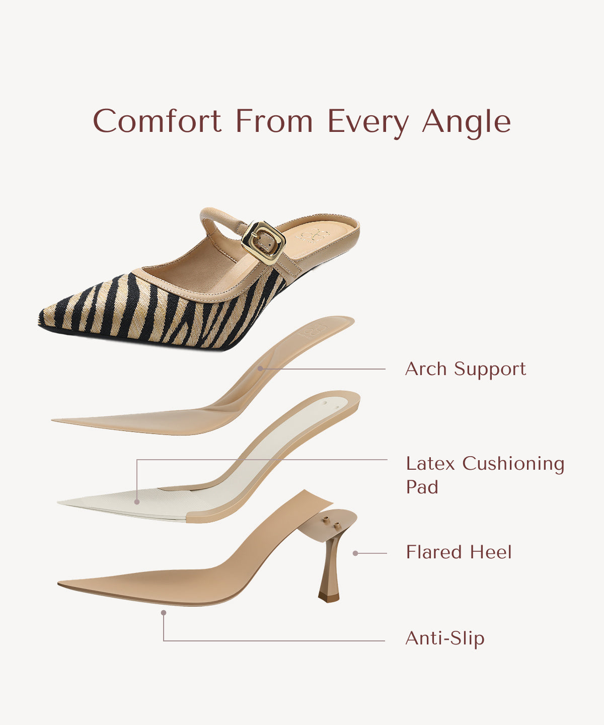 Zapato Mule Elegante de Tacón y Punta Fina