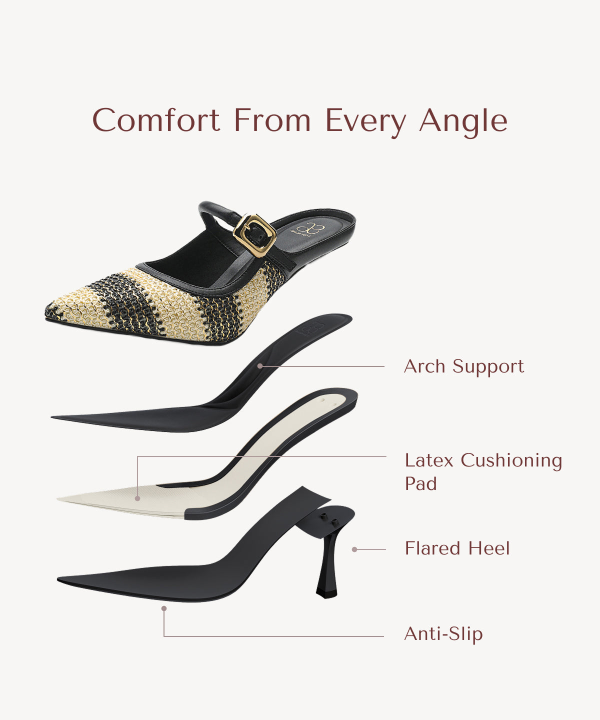 Zapato Mule Elegante de Tacón y Punta Fina