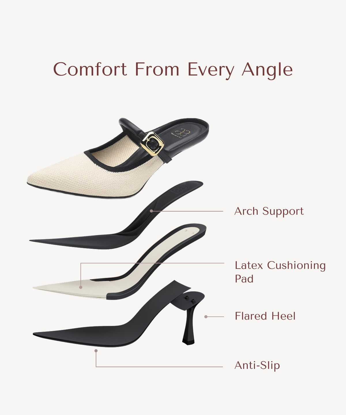Zapato Mule Elegante de Tacón y Punta Fina
