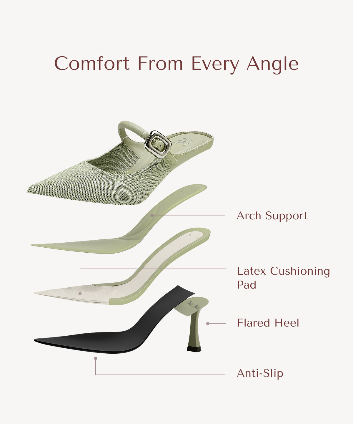 Zapato Mule Elegante de Tacón y Punta Fina
