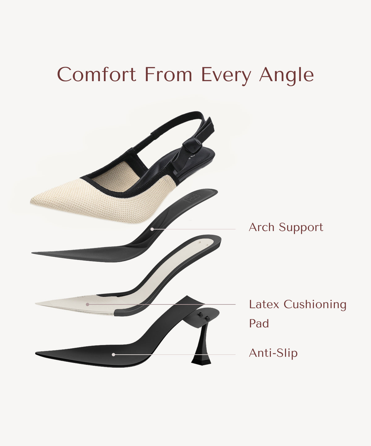 Zapatos de tacón con punta puntiaguda y lazo EverLush
