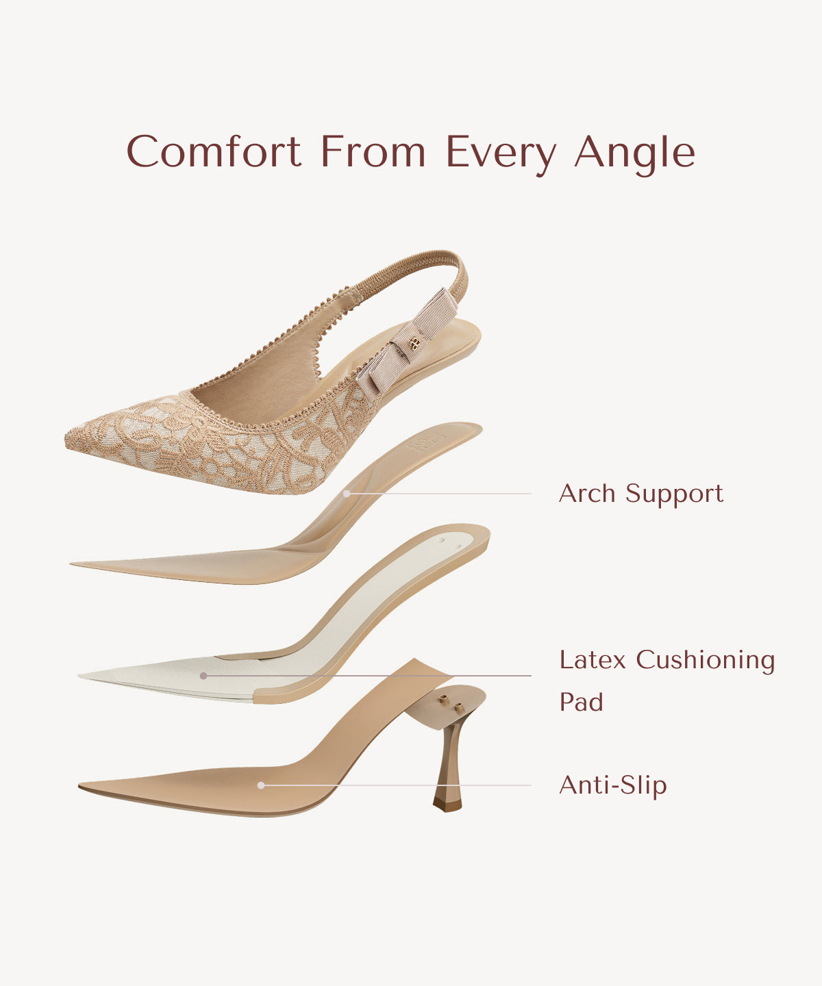Zapatos de tacón con punta puntiaguda y lazo EverLush