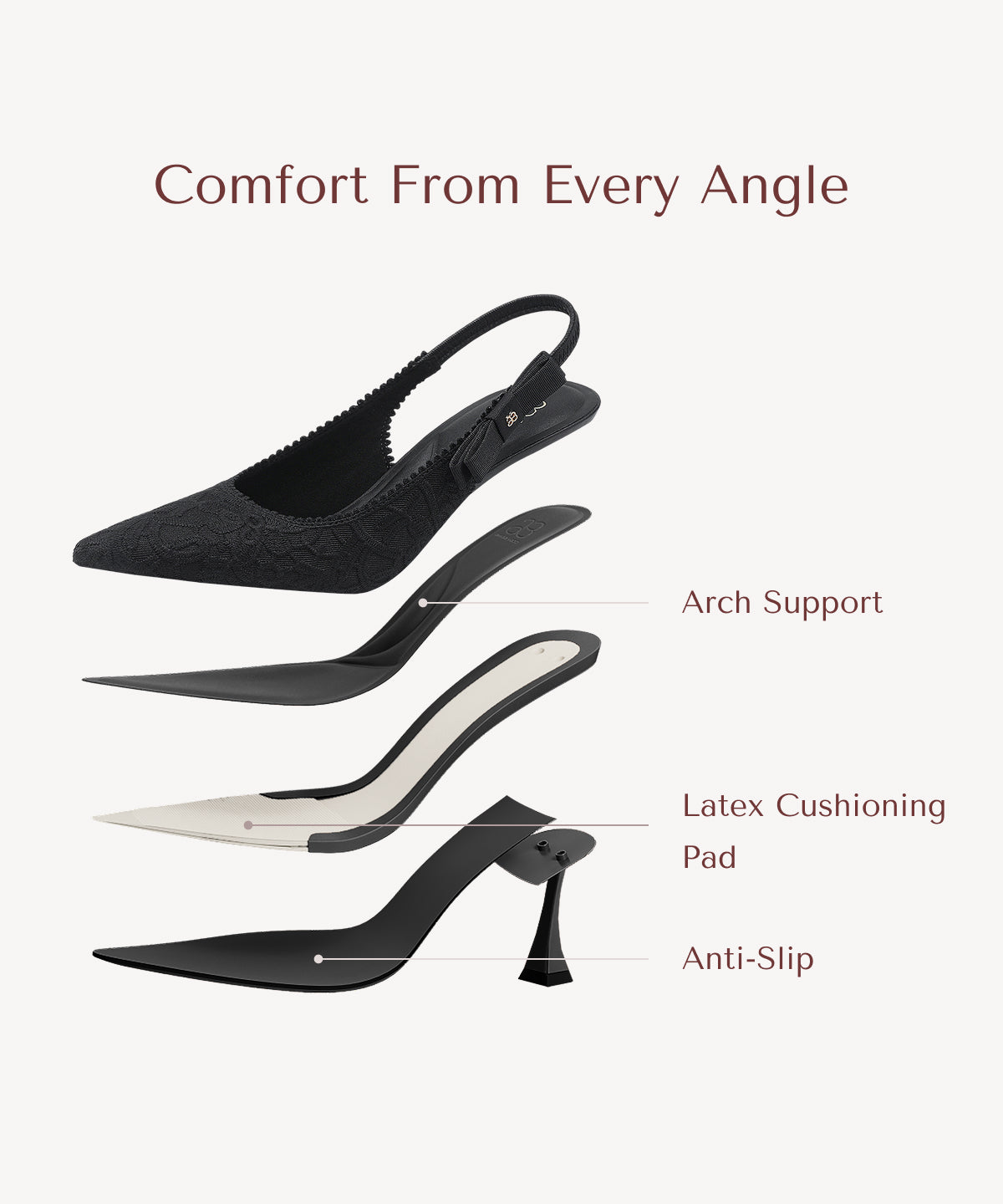 Zapatos de tacón con punta puntiaguda y lazo EverLush