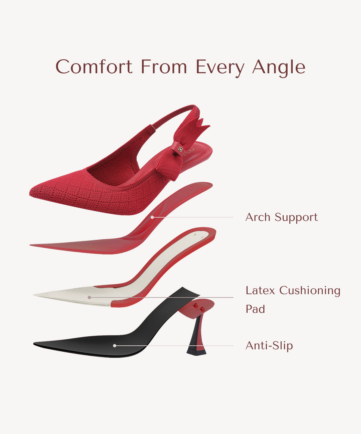 Zapatos de tacón con punta puntiaguda y lazo EverLush
