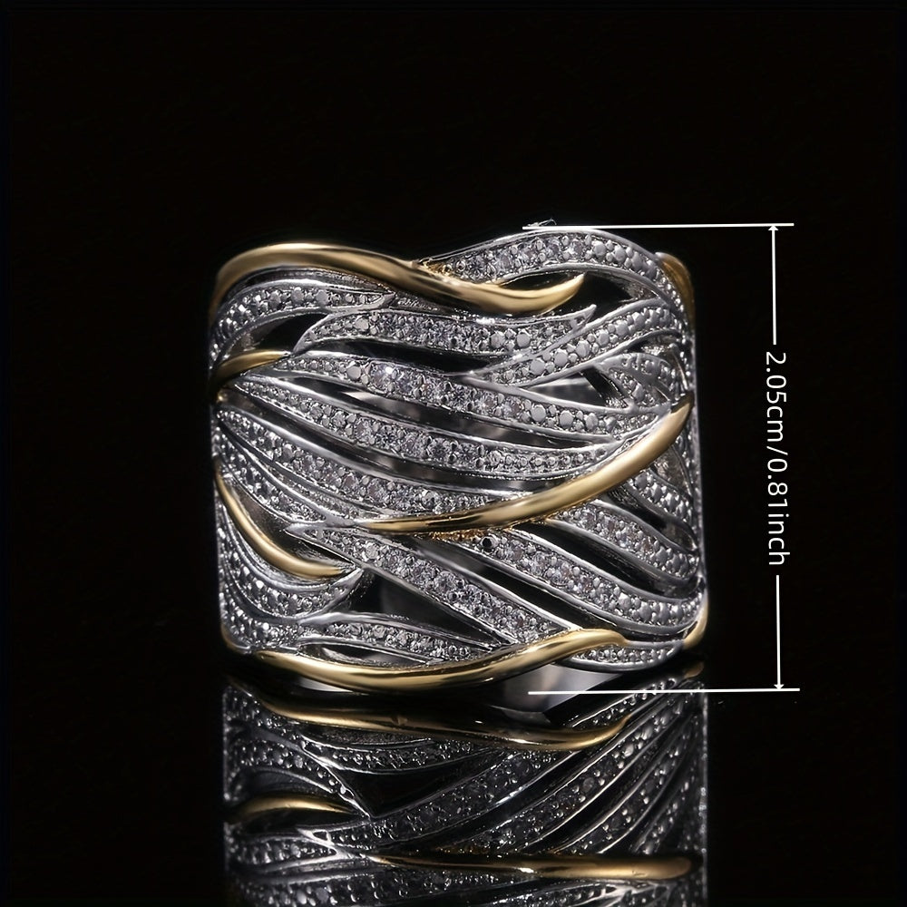 ELENA | Anillo elegante de capas con diseño trenzado