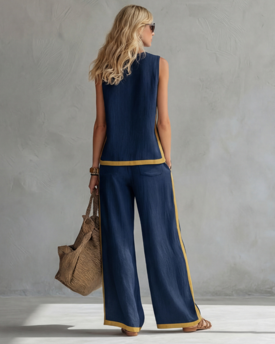 Leila | Conjunto Elegante de Algodón y Lino GRIS