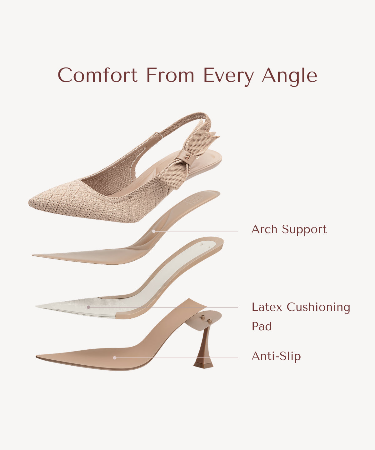 Zapatos de tacón con punta puntiaguda y lazo EverLush
