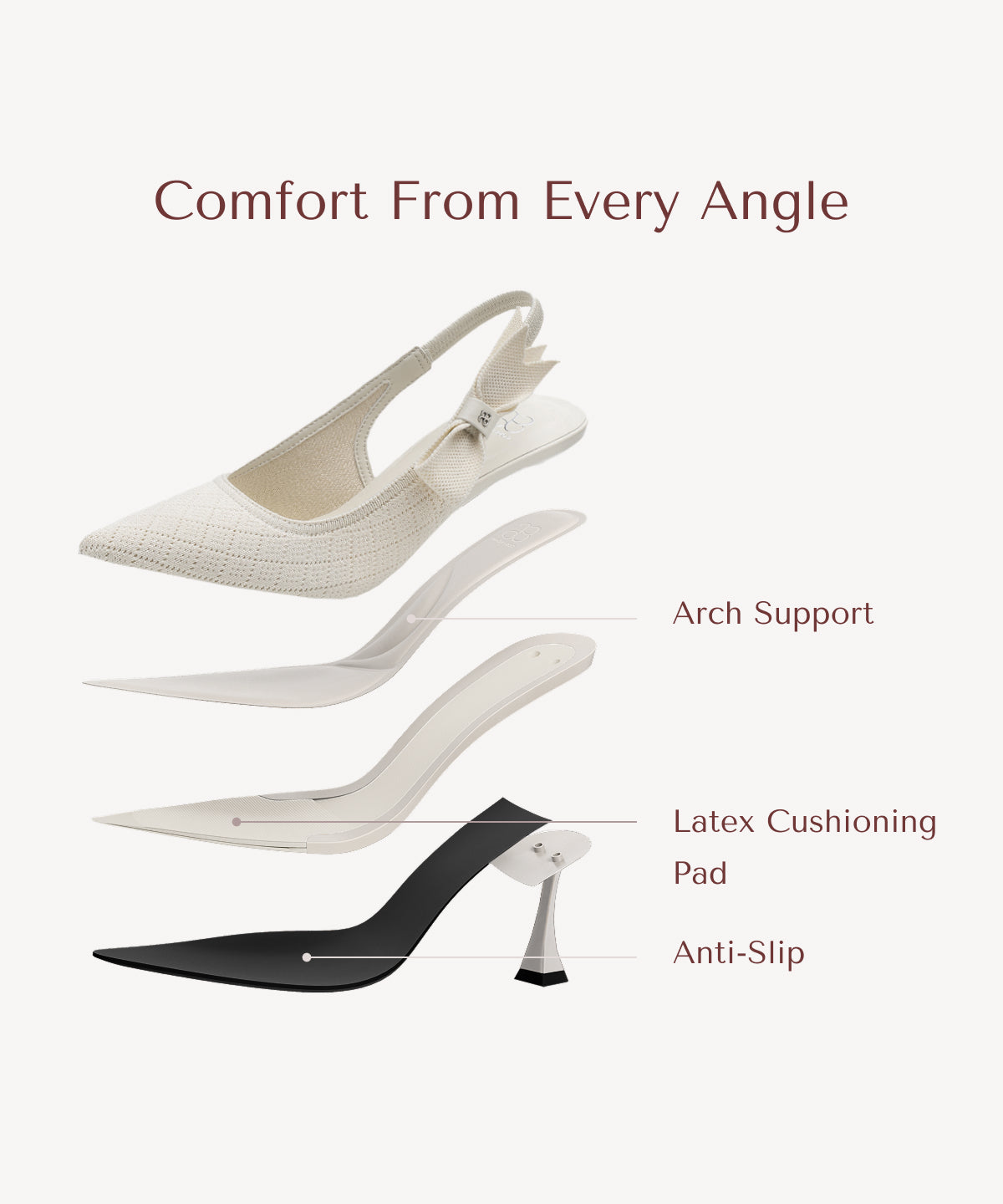 Zapatos de tacón con punta puntiaguda y lazo EverLush