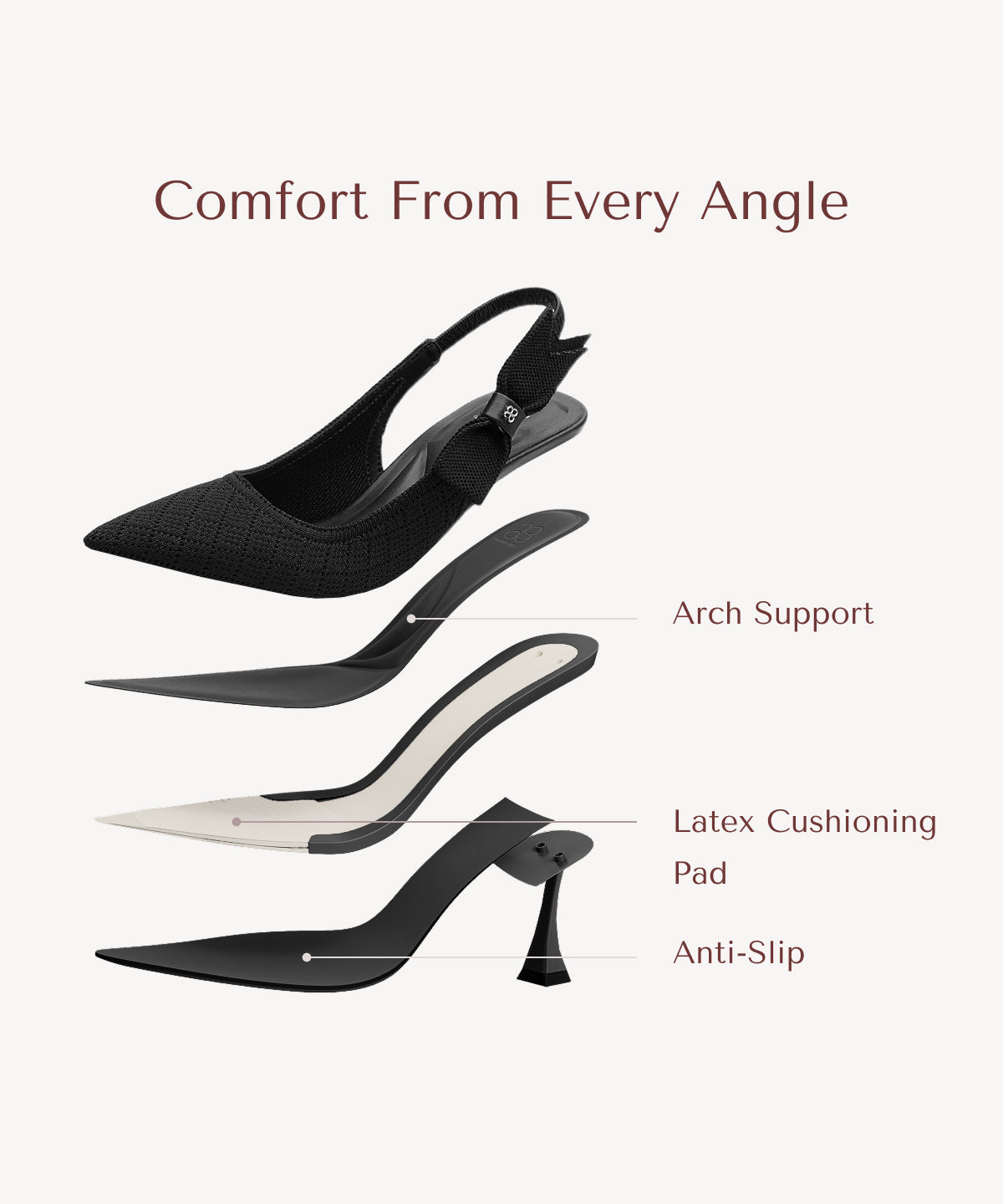 Zapatos de tacón con punta puntiaguda y lazo EverLush