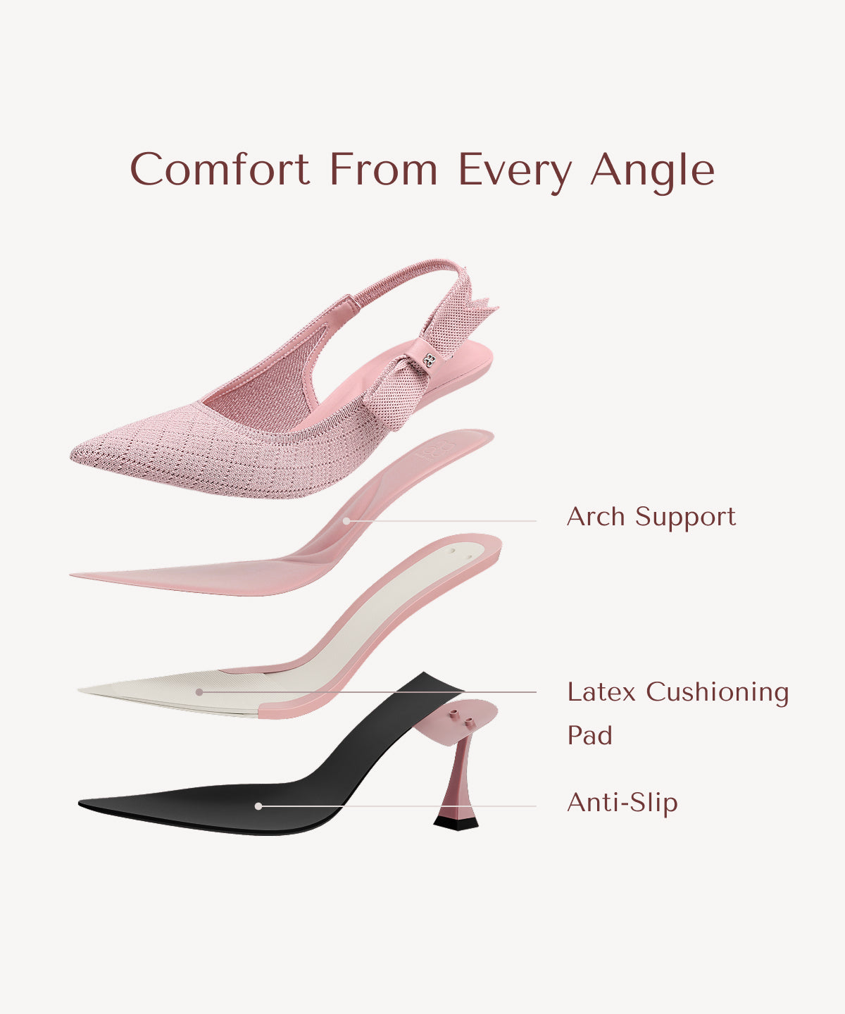 Zapatos de tacón con punta puntiaguda y lazo EverLush