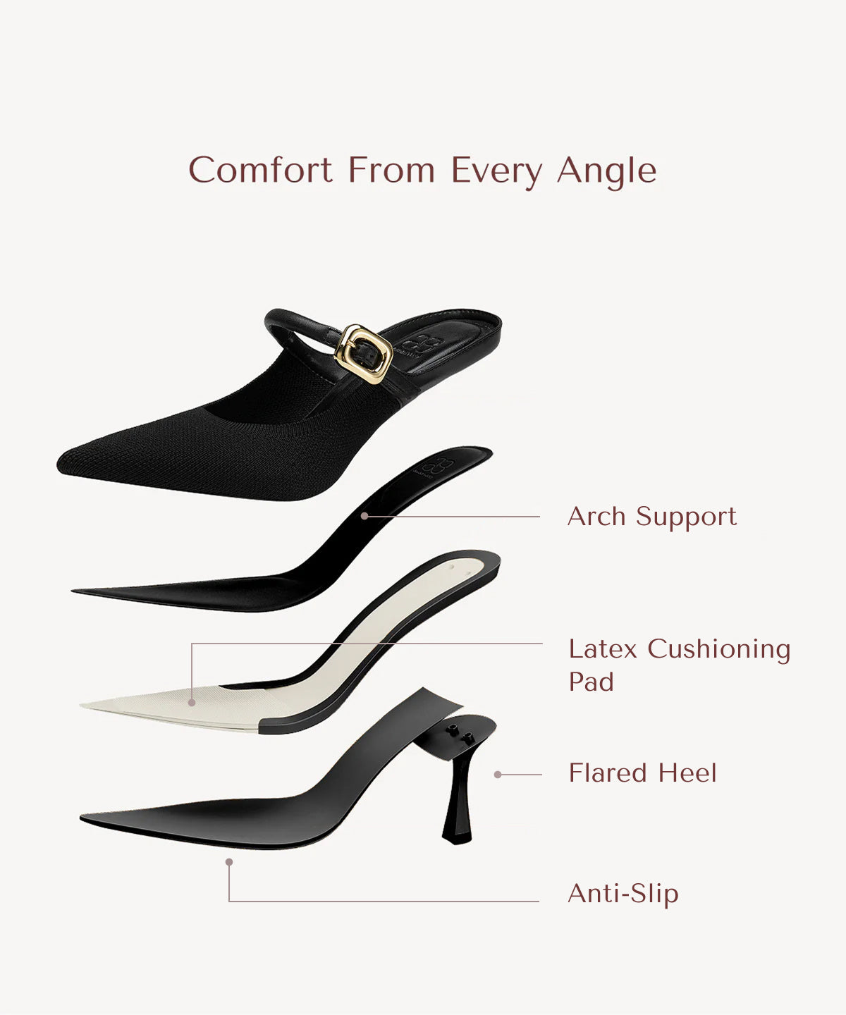 Zapato Mule Elegante de Tacón y Punta Fina