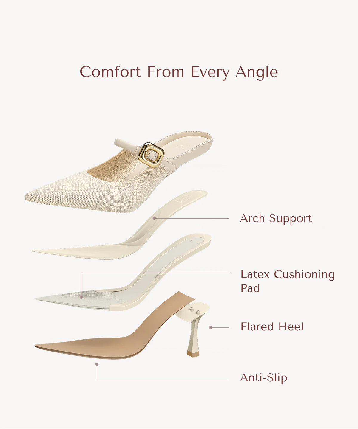 Zapato Mule Elegante de Tacón y Punta Fina