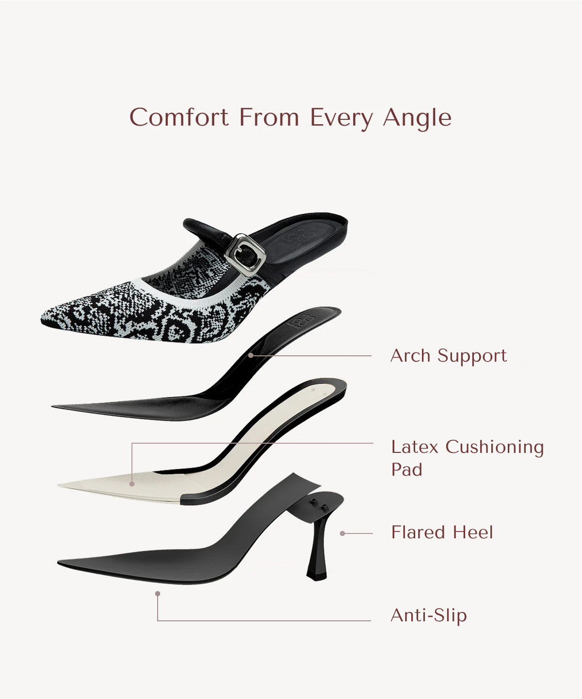Zapato Mule Elegante de Tacón y Punta Fina