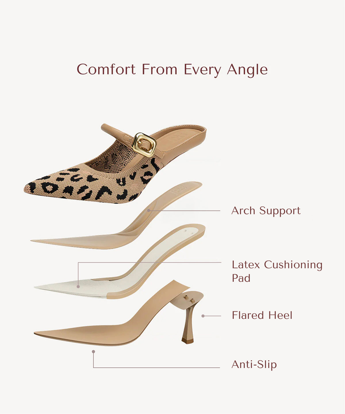 Zapato Mule Elegante de Tacón y Punta Fina