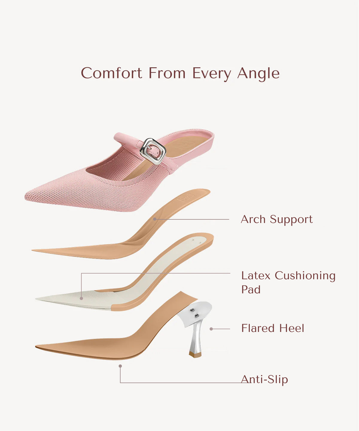 Zapato Mule Elegante de Tacón y Punta Fina