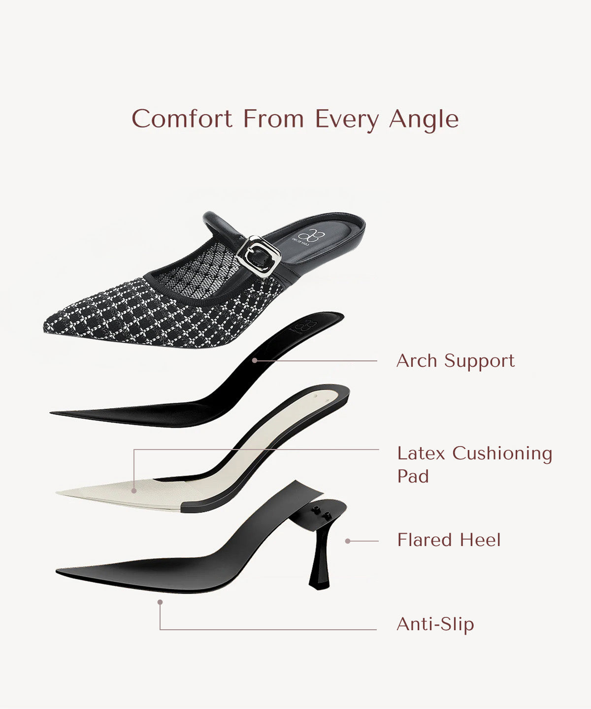 Zapato Mule Elegante de Tacón y Punta Fina
